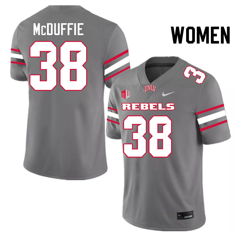 Women #38 Marsel McDuffie UNLV Rebels College Football Jerseys Stitched-Grey